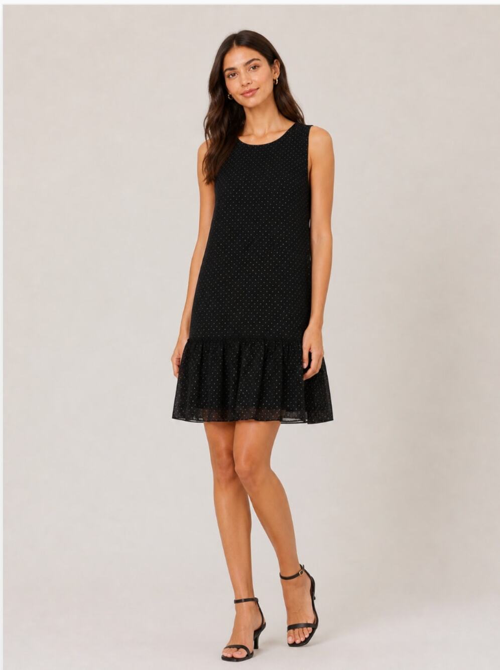 Tommy Hilfiger Quiet Mute Retro Shimmer Gold Ruffle Tiered Black Tank Dress Sz 4